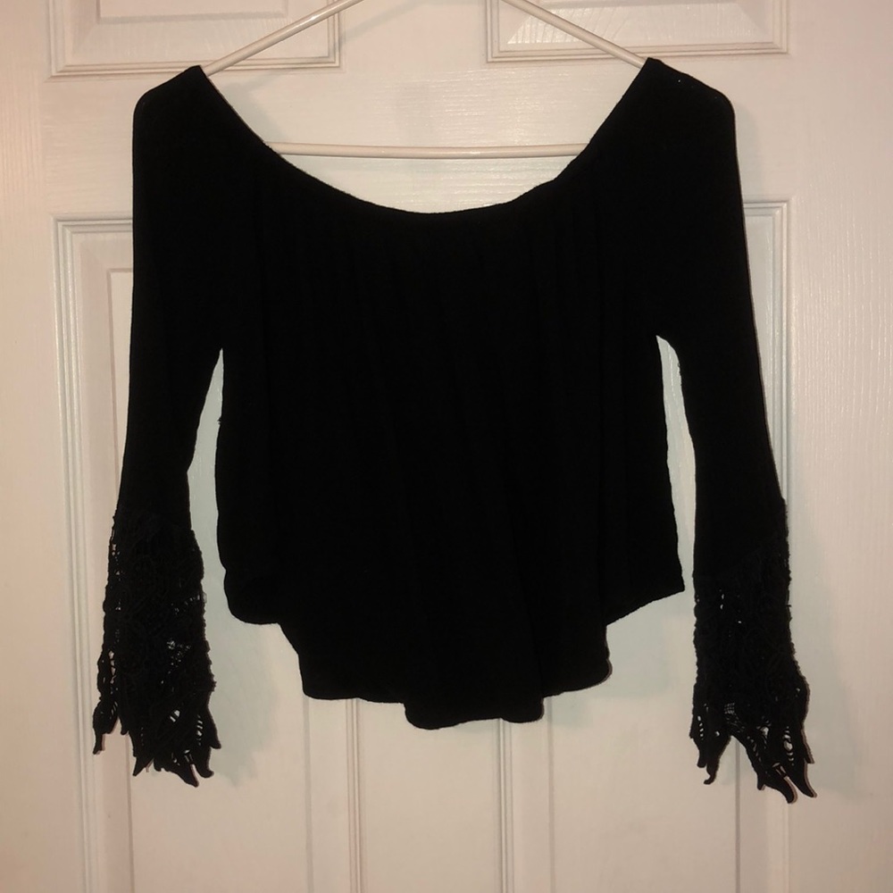 off the shoulder ribbed shirt